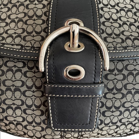 Coach Signature Soho Gray Canvas/Leather trim Buckle Bag. - Picture 8 of 9